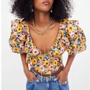 For Love & Lemons Glenn Crop Top Size M / Yellow